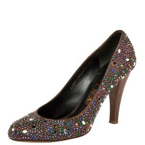 Gina Brown Satin Crystal Embellished  Pumps Size 38.5